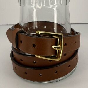 J. Crew Women’s Perforated Italian leather belt XS/S in Brown - Excellent
